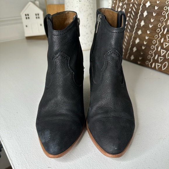 Frye Black Reina Leather Western Ankle Booties - Size 7.5M - Picture 4 of 10